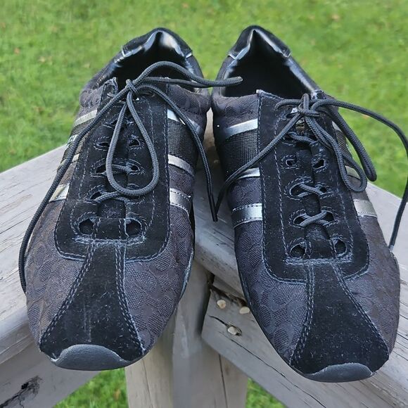 Coach Remonna Sneakers Black Signature Jacquard Size 8 - Picture 2 of 6